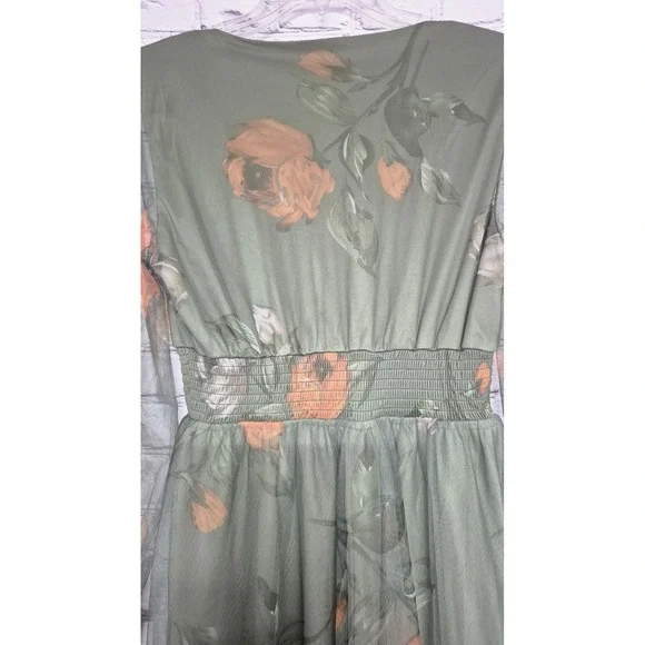 Baltic Born Layla Tulle Maxi Sage Green Floral Mesh Maxi Dress Medium - Picture 7 of 12